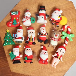 Christmas Cake Decoration Plug-in Santa Elk Snowman Christmas Tree Socks Dessert Table Dress Ornaments