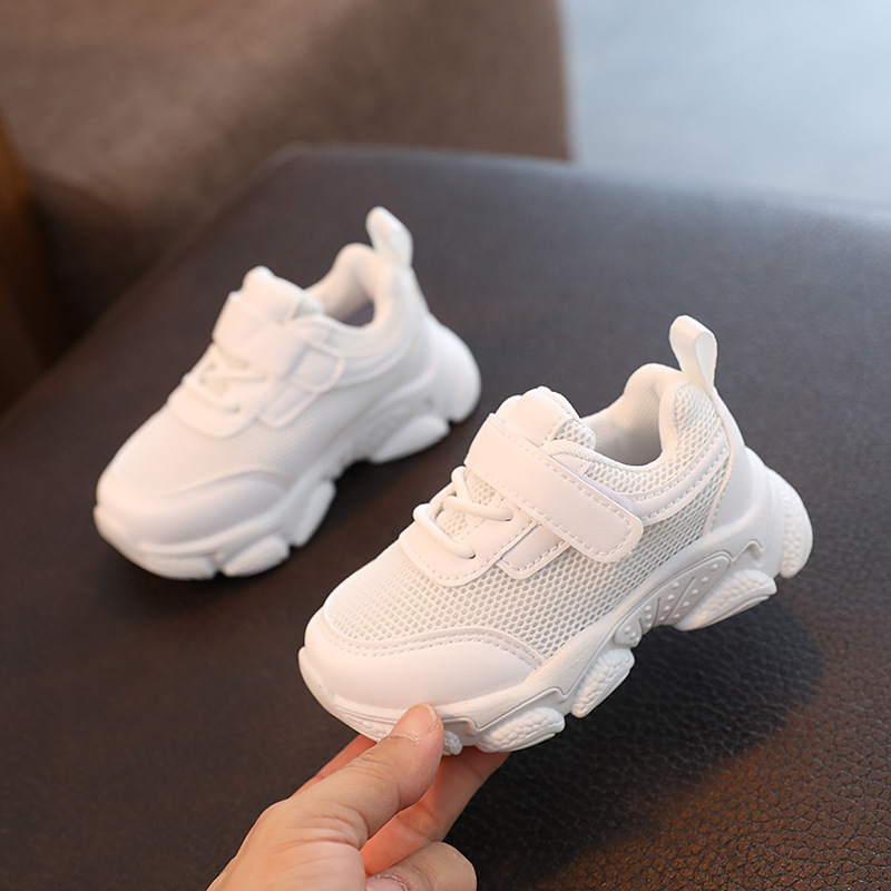 2023 white shoes spring and autumn children's shoes boys sneaker mesh girls breathable casual shoes medium and small children's board shoes