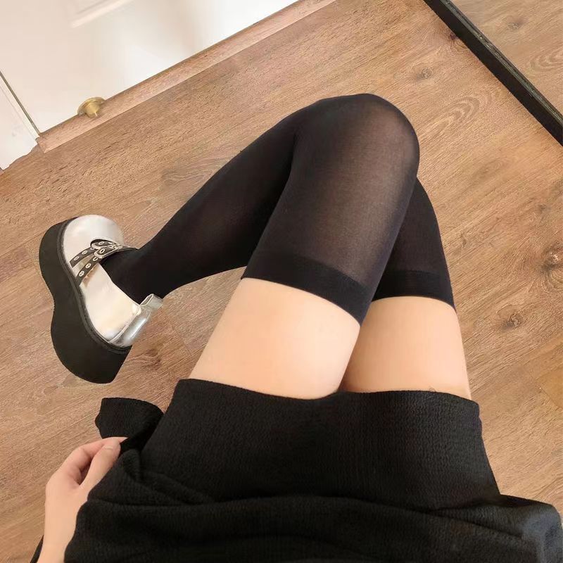 White Over-the-Knee Socks Spring and Summer Thin Velvet Socks for Children Japanese Style White Silk Stockings Black jk Thigh High Stockings
