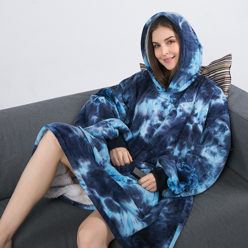 Huggle hoodie怠け者の頭のテレビのじゅうたんの屋外の防寒服と帽子をかぶって綿毛の保温服の室内のパジャマをつかみます。|undefined