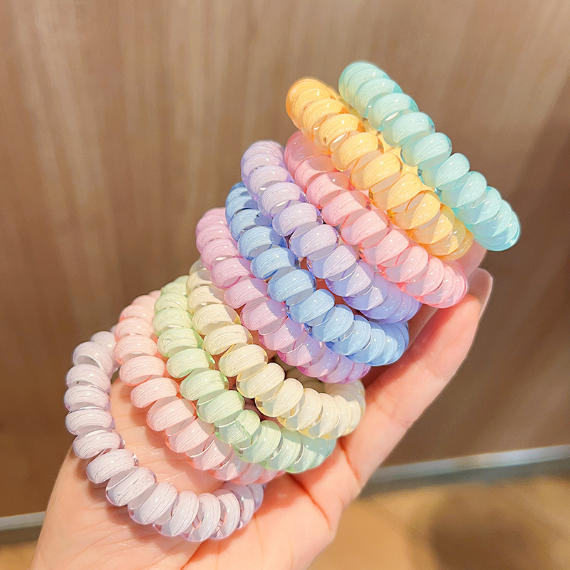 New Korean Style Telephone Line Hair Ring Women's Hair Rope Transparent Jelly Color Head Rope Women's Rubber Band Women's Hair Ponytail Bracelet