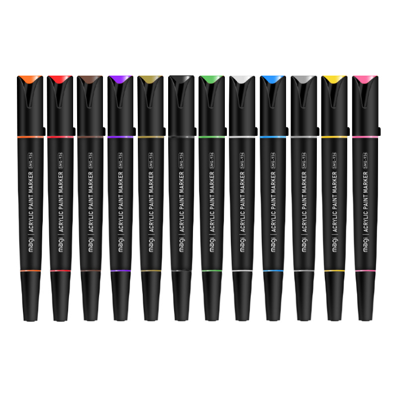 in stock wholesale double head acrylic marker waterproof DIY hand painted stone ceramic graffiti pen art painting pen