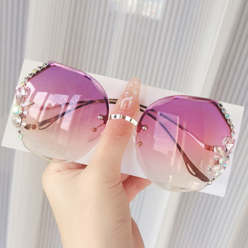 2022 New Cross-border Fashion Rhinestone Sunglasses Women Slim Sunglasses Trendy Sunscreen UV Protection Korean Style Glasses