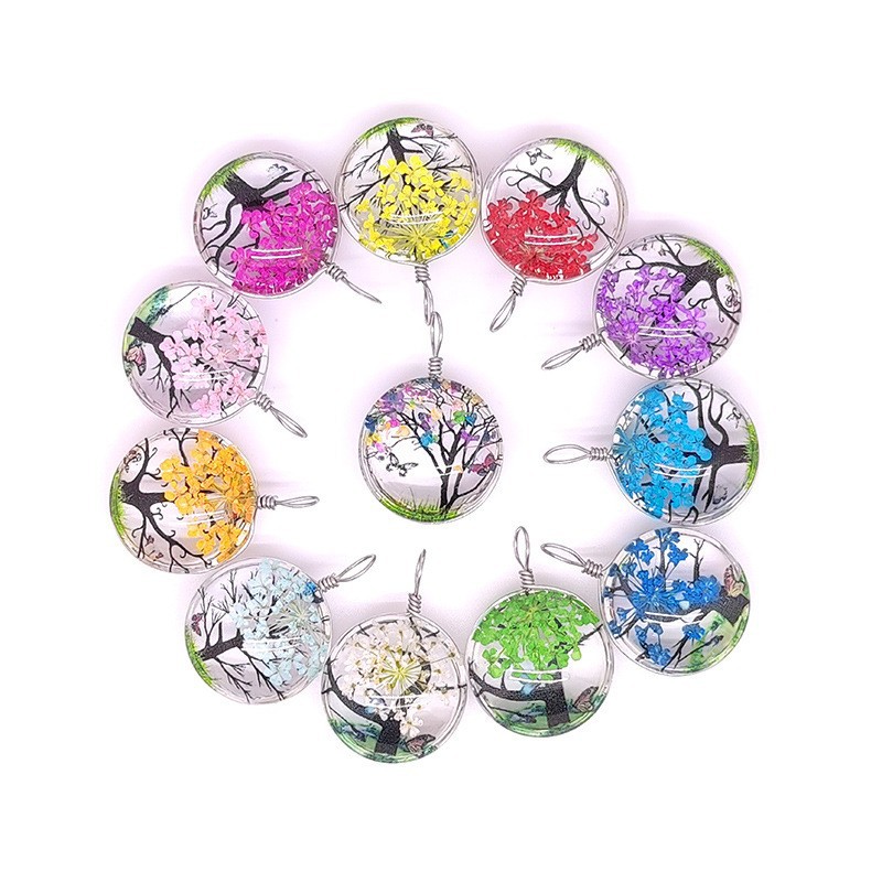 Dried Flower Tree of Life Pendant Set Round Love Square Oval Help Customers Pack Set Amazon AliExpress