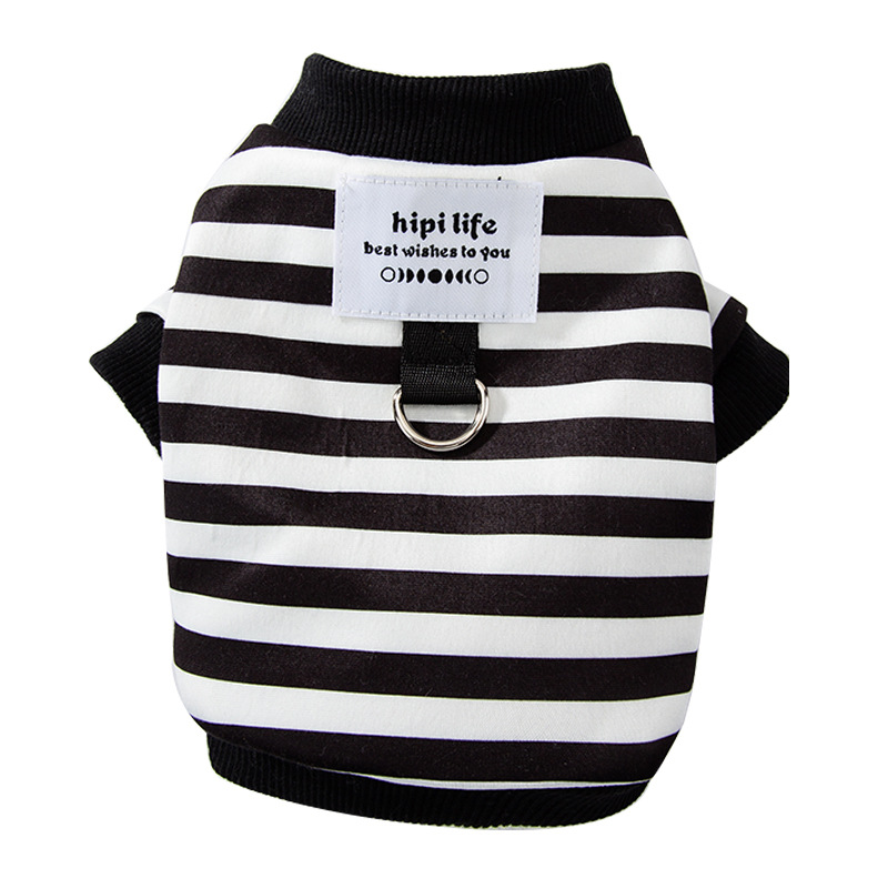 New cross-border pet clothes simple striped dog traction sweatshirt spring and summer pet clothing cat and puppy clothes