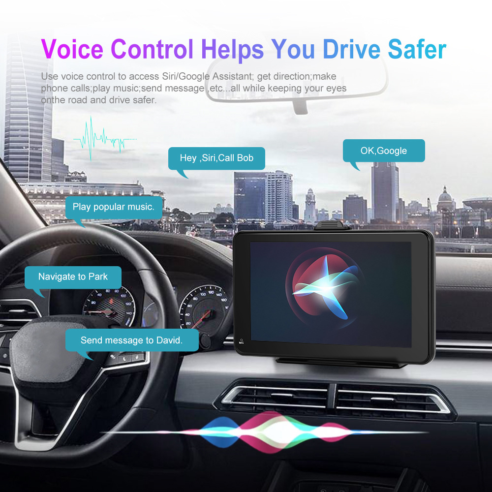 HD wired 7-inch smart screen with wireless Carplay + Android AUTO + Android screen with TF card function