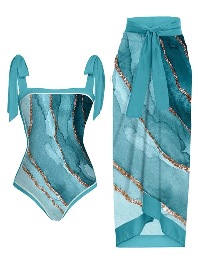 2023 European and American Siaman Conservative Belly Covering Slim Vacation Beach Hot Spring Swimsuit bikini Retro Siaman Biki