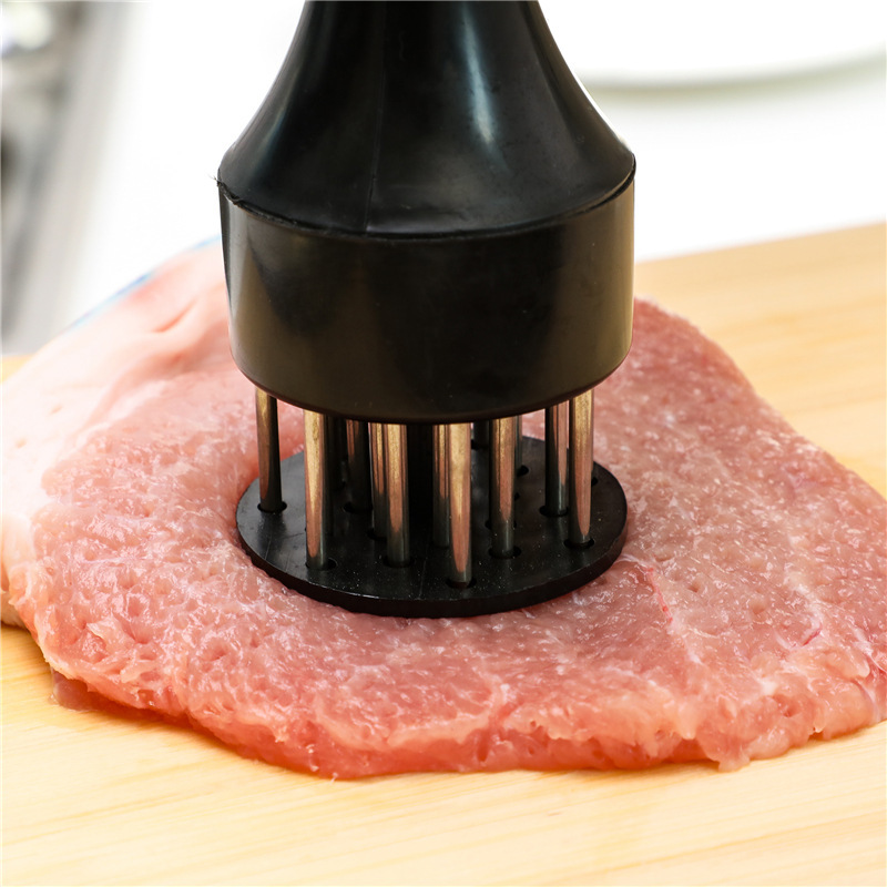 Household Stainless Steel Steak Hammer Loose Meat Needle Household Meat Tenderizer Hole Breaking Tendon Machine Beating Meat Hammer Buckle Meat Insert Meat Needle