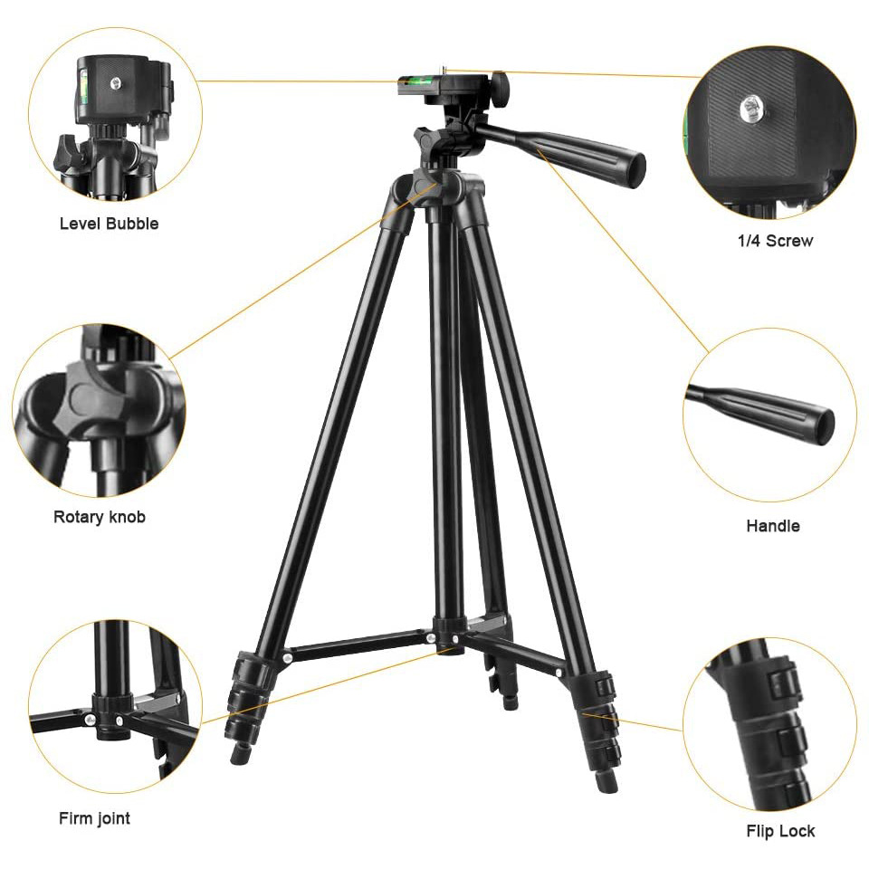 Factory spot live broadcast bracket aluminum alloy tripod with mobile phone clip digital SLR camera telescopic bracket