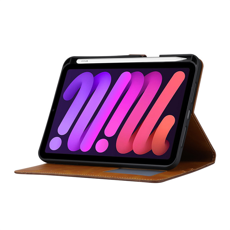 Calfskin texture with Pen slot outer card for iPad mini6 tablet case flip iPad 2021 protective case