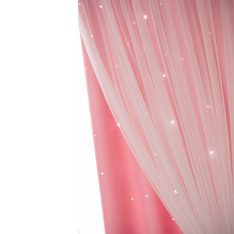Cross-border hollow stars Amazon finished curtain manufacturers bedroom living room double perforated shading curtain fabric wholesale