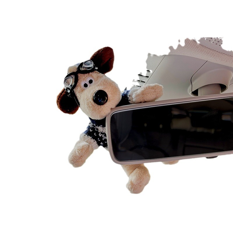 Cute dog repair rearview mirror decoration lying doll car decoration central control screen car doll car interior accessories female