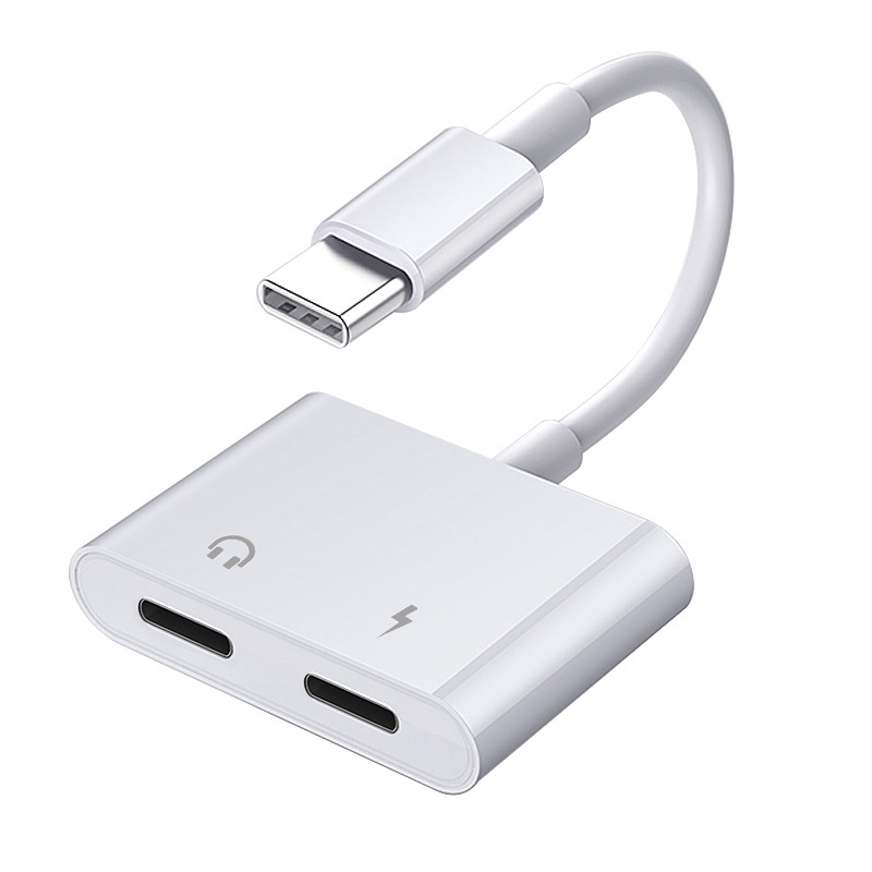 type-c to double c audio adapter cable PD60W mobile phone charging listening music two-in-one converter headset adapter
