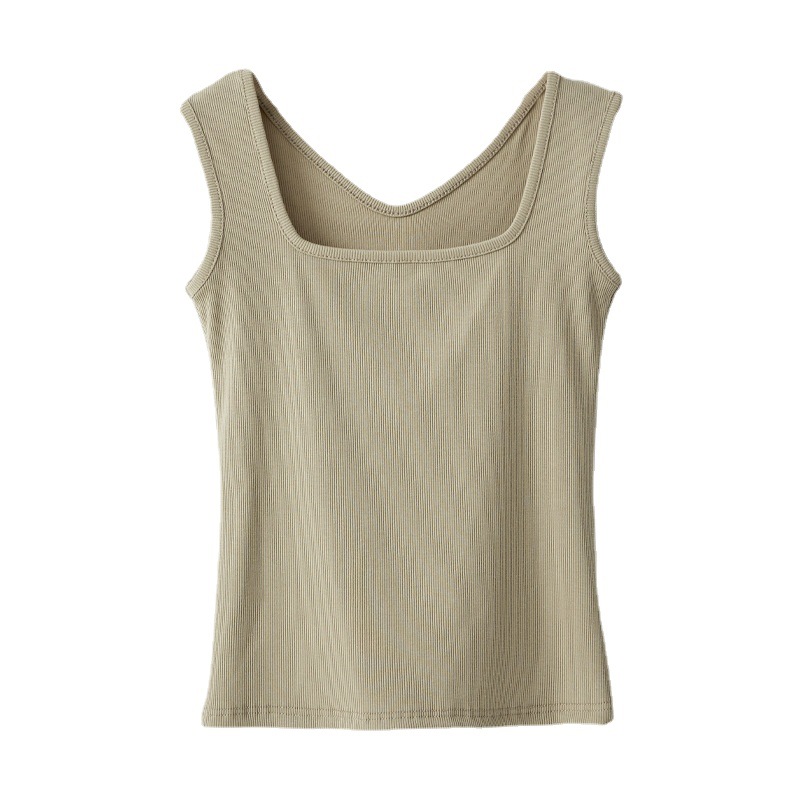 Inner Square Collar Small Vest Women's Sleeveless Waistle Spring and Autumn Summer Outer Wear Sling Slim Top