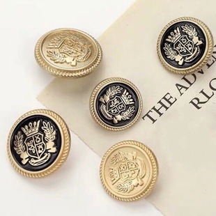 Fashion Metal Crown Button JK British Academy Style Suit Coat Trench Shirt Button Wheat Ear Badge Decorative Buckle