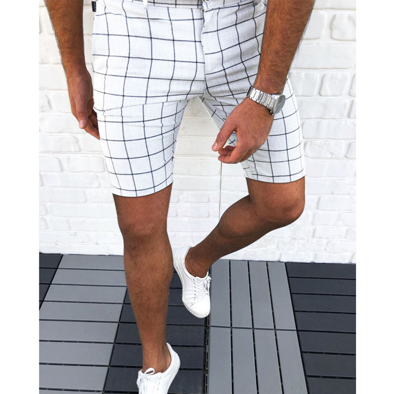 Summer European and American Cross-border Special for New Men's Plaid Casual Shorts wish AliExpress Amazon Explosions