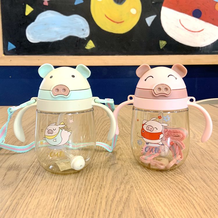 Children's Straw Cup Baby's Water Cup Leak-proof and Choke-proof Learning Drinking Cup with Handle Children's Water Cup Kindergarten Kettle