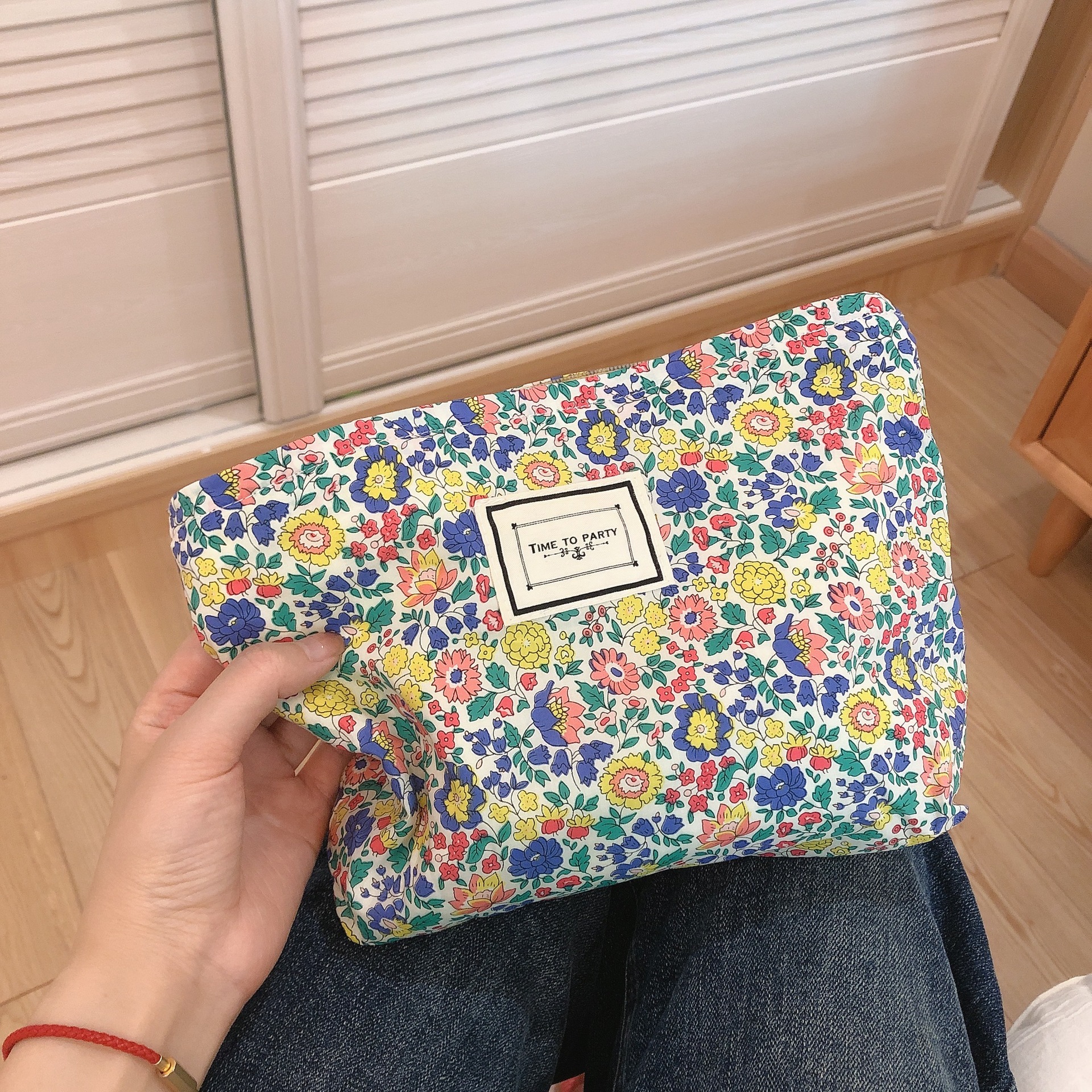 Summer New Cotton Bag Hand Bag Cosmetic Bag Fabric Storage Bag Mori Sweet Fresh Oil Painting Lightweight and Convenient