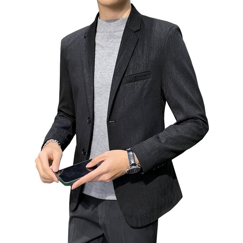 2023 spring and autumn small suit men's jacket business formal wear Pu Shuai advanced design sense ins version casual suit