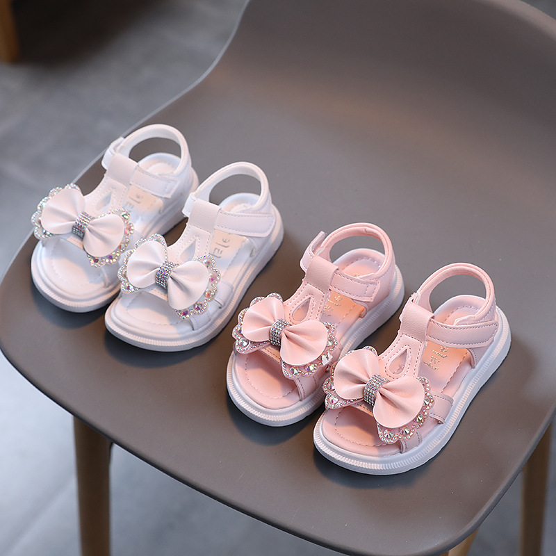 Girls Princess Sandals 2023 Summer New Children Pearl Casual Sandals Little Girls Bow Open Toe Sandals