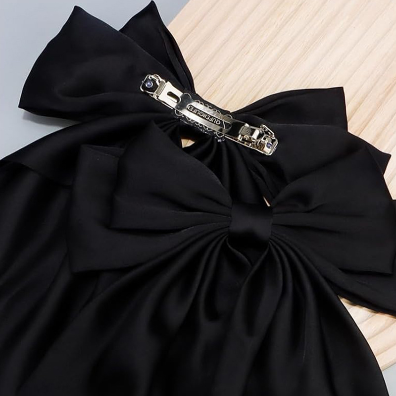 Amazon Satin Bow Ribbon Hairpin Women's Head Elegant Retro Simple Hairpin Spring Clip Hair Accessories