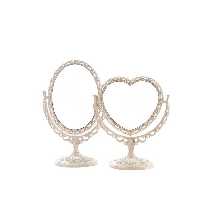 Retro dressing mirror wholesale Korean style ins mirror European-style double-sided desktop mirror heart mirror desktop makeup mirror