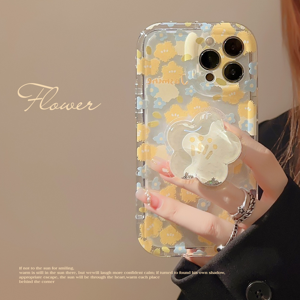 Floral shell suitable for iphone13 apple 15promax mobile phone case 11 quicksand stand 12 transparent 14 small fresh