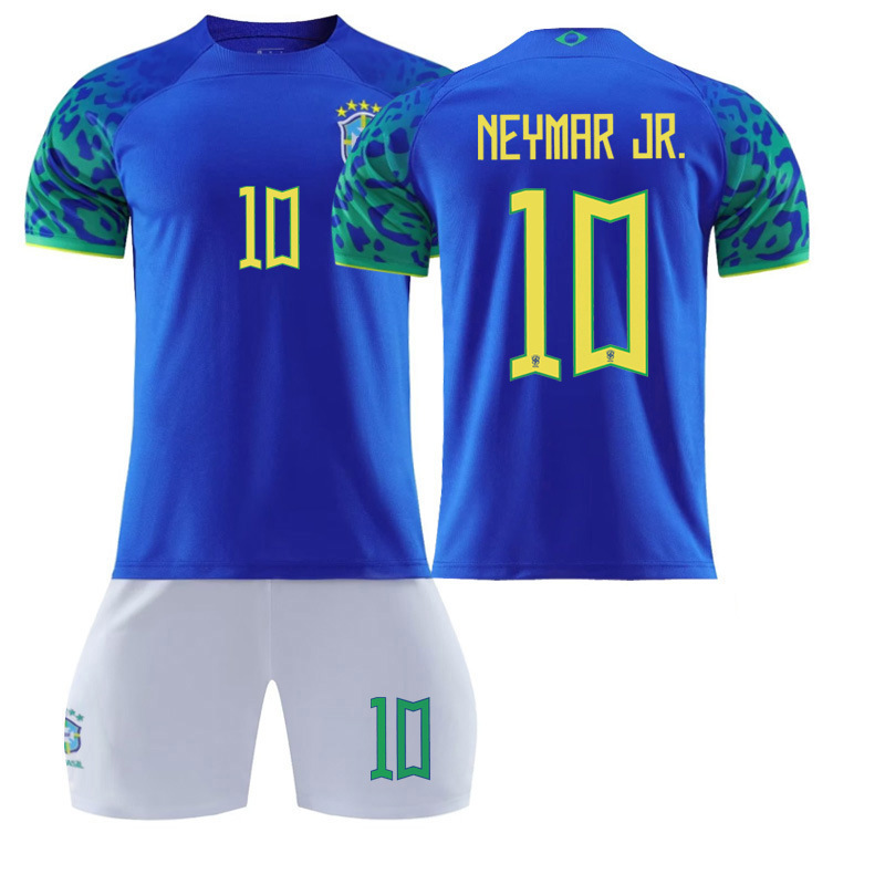 2022 Qatar Football Suit Brazil Main No.10 Neymar No.20 No.18 Children Adult Away Jersey Set
