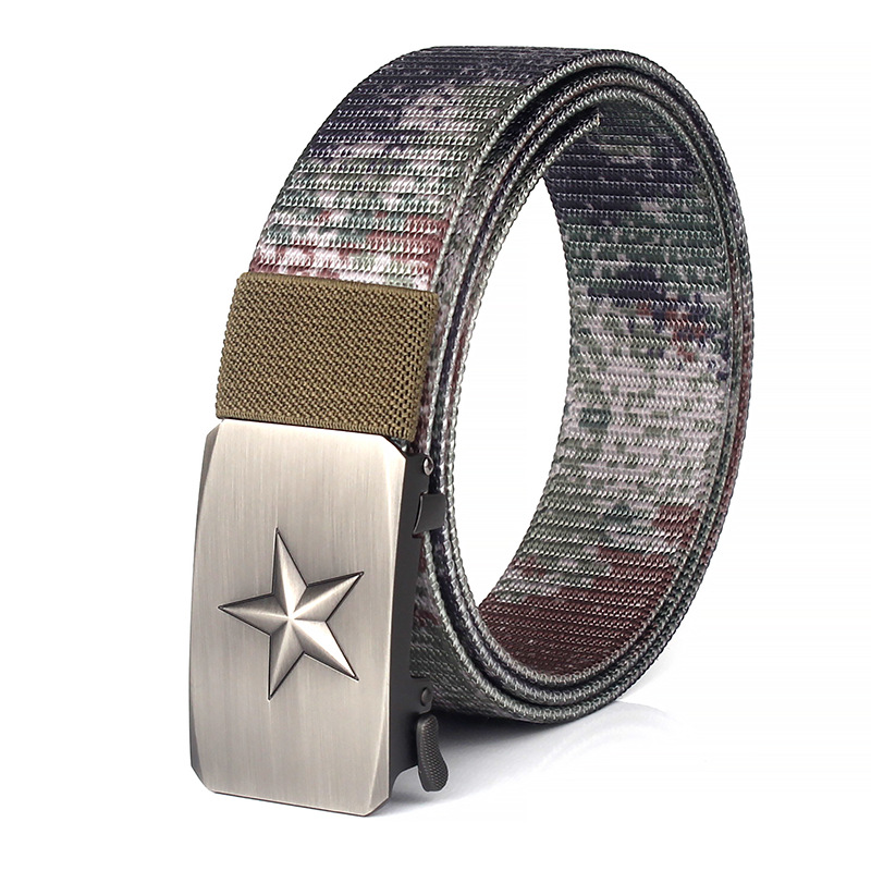 Men's alloy toothless automatic buckle nylon thickened woven belt canvas tactical belt casual fashion all-match
