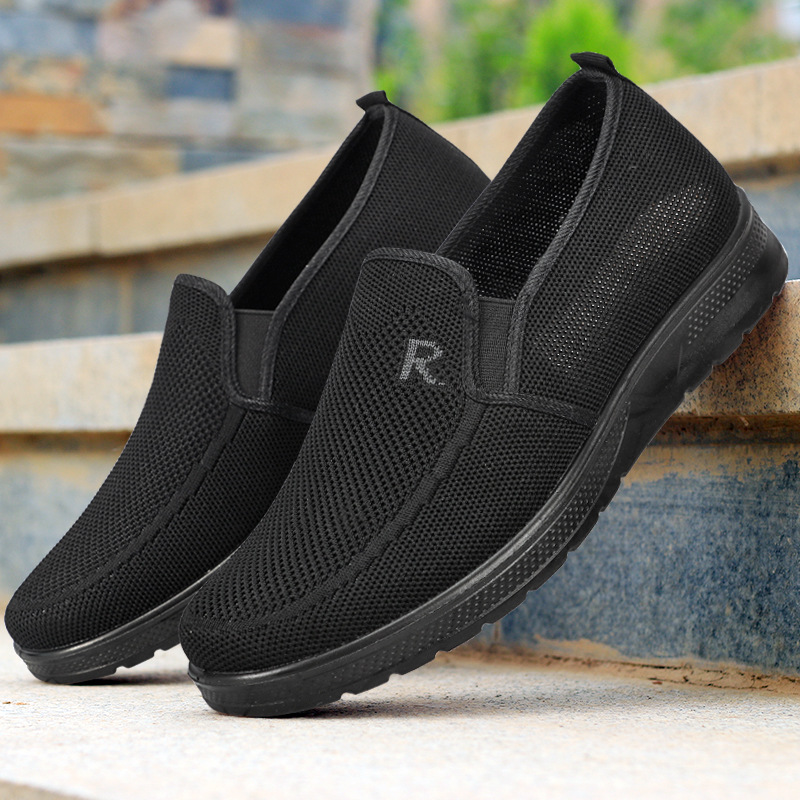 Shoes Men's 2024 New Foreign Trade Men's Shoes Polyurethane Men's Flying Woven Shoes Slip-on Soft Sole Casual Shoes Sneakers