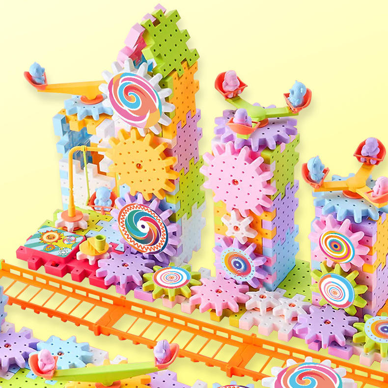 Cross-border Variety Electric Science and Education Building Blocks Mechanical Gear Rotating DIY Building Blocks Children's Educational Assembling Toys suit
