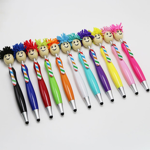 Brush multi-functional cartoon doll ball pen plush mobile phone touch screen wipe advertising gift pen