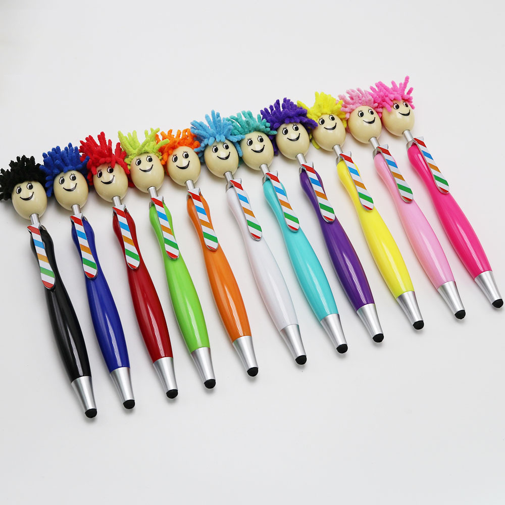 Brush multi-functional cartoon doll ball pen plush mobile phone touch screen wipe advertising gift pen