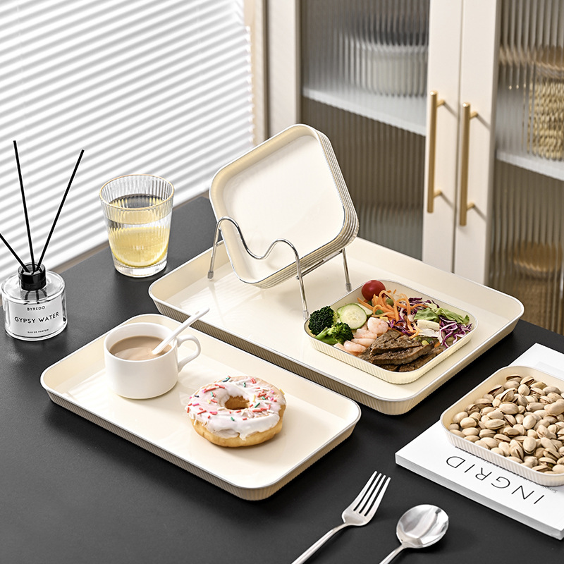 Tea tray tray rectangular plastic household living room tea cup water Cup plate fruit dessert storage tray light luxury style