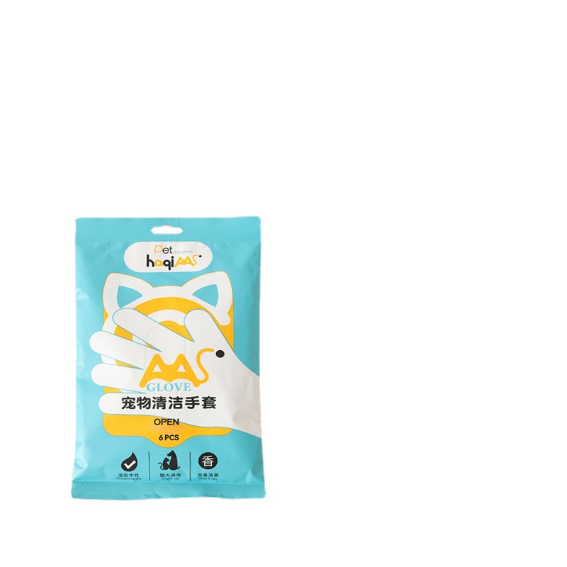 Pet Wash-free Gloves 6-piece Wet Wipes Dog Bathing Deodorant Deodorant Cat Cleaning Dry Cleaning Pet Supplies