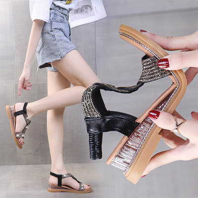 Women's Roman sandals 2024 new foreign trade fashion rhinestone fairy style summer women's shoes casual women's sandals wholesale