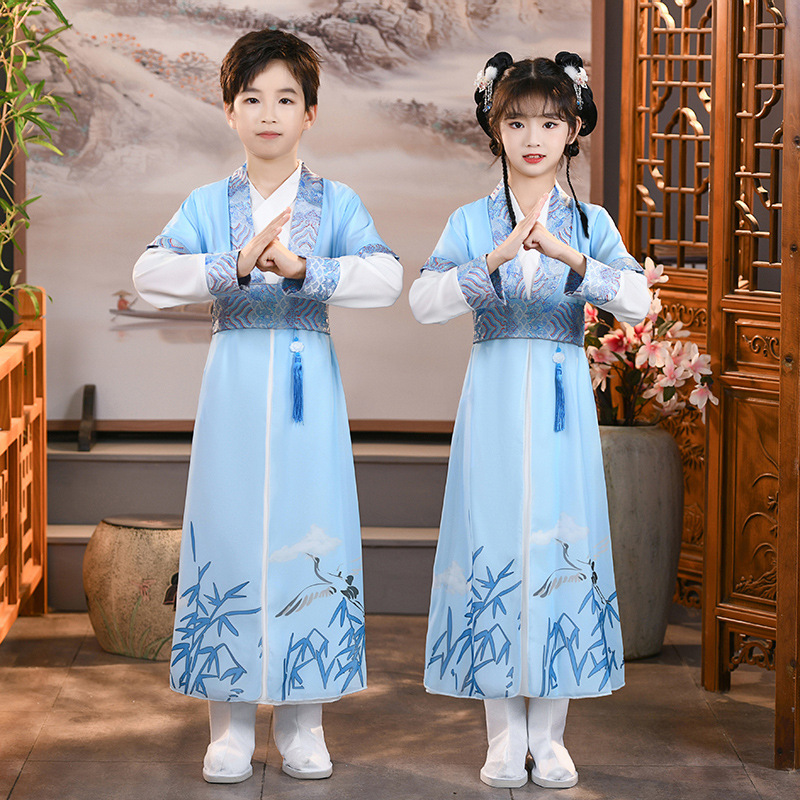 Children's Guoxue Clothing Ancient Chinese Clothing Girls Boys Three-character Sutra Disciple Regulations Opening Ceremony Performance Book Boy Performance Clothing