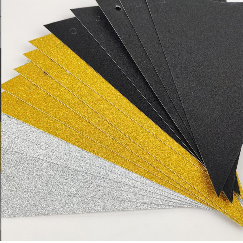 Black gold powder glitter party decoration pennant flag baby birthday kindergarten decoration background banner