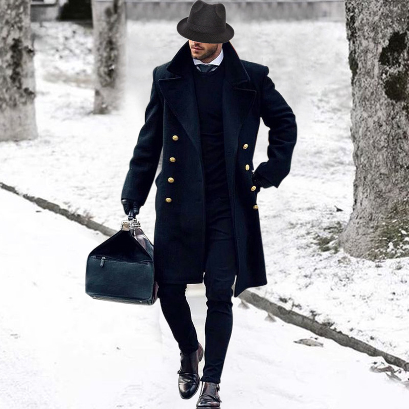 European Station Autumn Woolen Coat Men's 2022 Amazon Mid-length Woolen Coat Independent Station Explosions Woolen Coat
