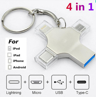 Mobile phone USB flash drive 1TB gift Type C 4 in 1 for Apple iphone Huawei Android 4 in 1 USB 64g