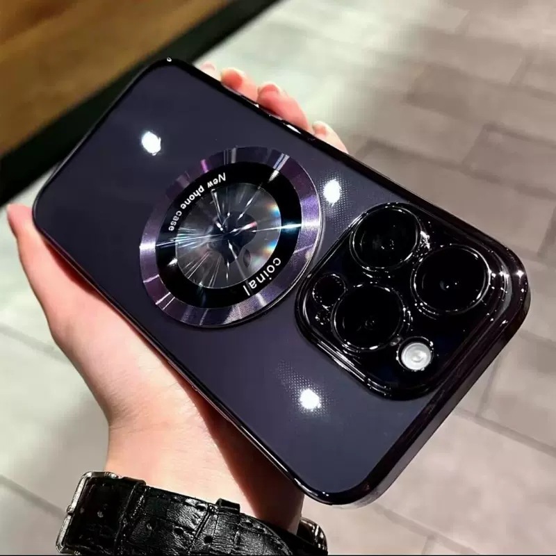 Применимо iphone15promax Гальваника чехол для телефона Apple 13pro девушка оболочка Magsafe увеличительное стекло