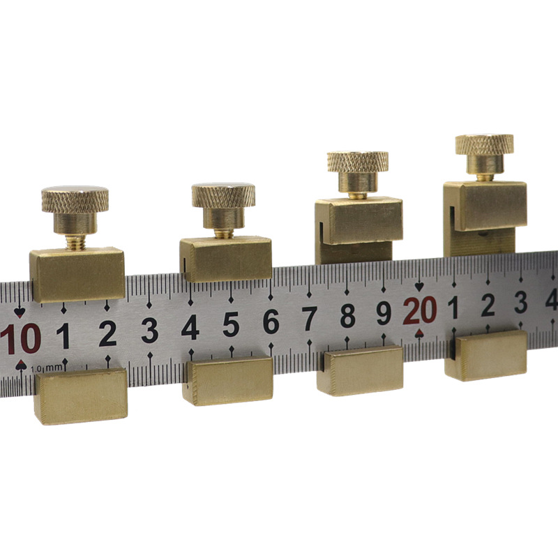 Woodworking steel ruler scriber brass limit positioning block ruler adjustment block scribing fixed stop tool