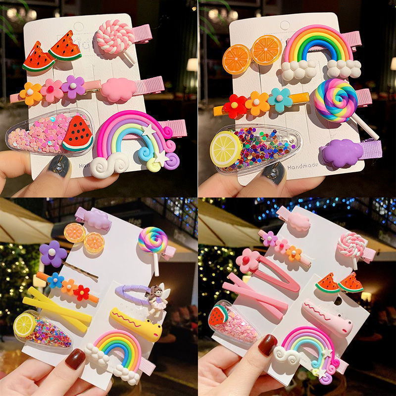 Children's Hairpin Girls' Side Fringe Clip Baby Girls' Headwear Korean Princess Hair Accessories Broken Hair Baby Clip Rainbow Hair Accessories