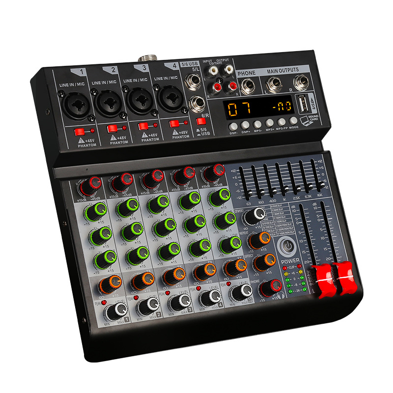 Cross-border dedicated to Aibedo6 professional mixer built-in 99DSP effect 48V power supply sound card stage universal