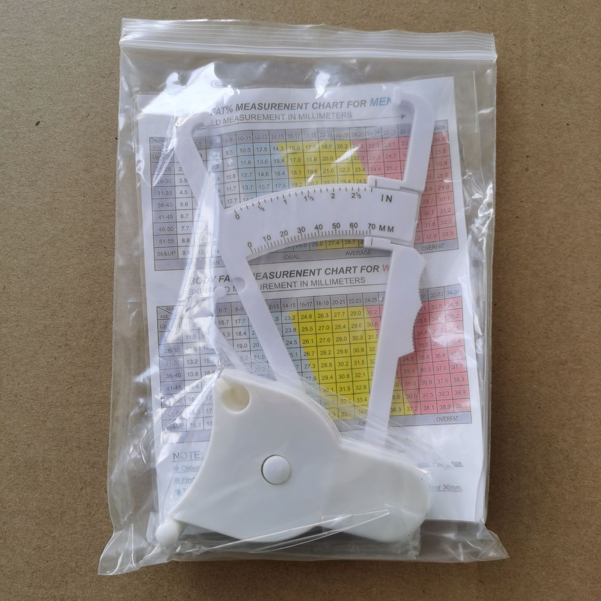 Fat Caliper Waist Ruler Combination Set Body Fat Measuring Instrument Sebum Clamp Measuring Clip Y-Size Set