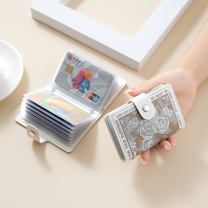 New Flower cartoon card holder men's anti-degaussing multi-card bank card holder certificate bag women's large capacity card holder
