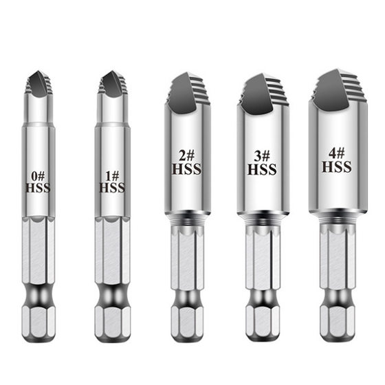 Screw remover 5PCs single-head titanium-plated high-speed steel sliding tooth broken wire removal tool hexagonal handle screw remover
