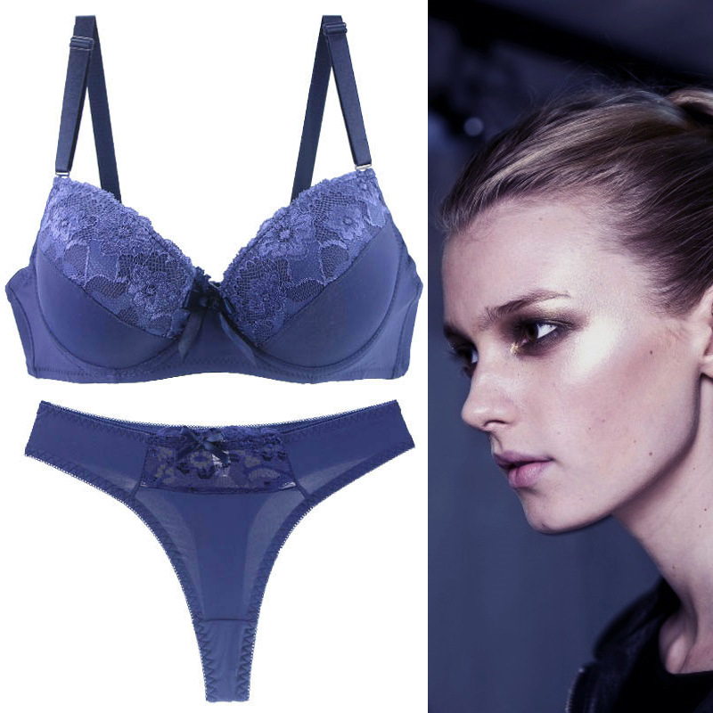 Lace sexy large size bra set foreign trade explosions with steel ring gathered adjustment bra underwear wholesale