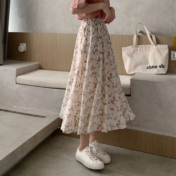 Skirt A- Shaped Flower Fairy Super Fairy Mori Style Fairy Fresh and Slimming Elegant Long Skirt 2024 Summer