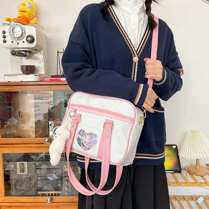 かわいい JK 制服アニメ商品ソフトガールハンドバッグ透明カードホルダー学生クロスボディバッグ面白い人格アクセサリー|undefined